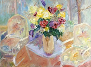 SPRING FLOWERS ON THE PORCH